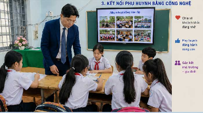 Hình ảnh ứng dụng CNTT để phụ huynh năm được giờ học của con